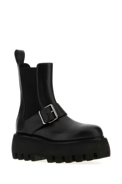 Alexander Mcqueen Ankle Boots With Buckle And Chunky Sole In Black