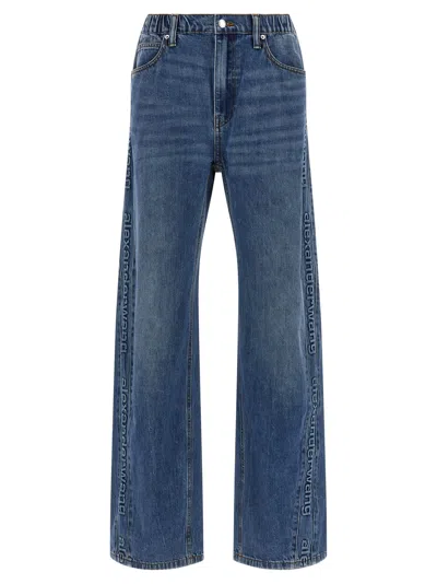 Alexander Wang Embossed Logo Jeans In Blue