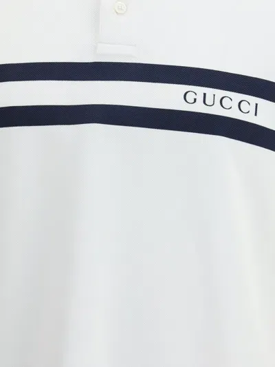 Gucci Stretch Piquet Polo Shirt With Striped Print In White