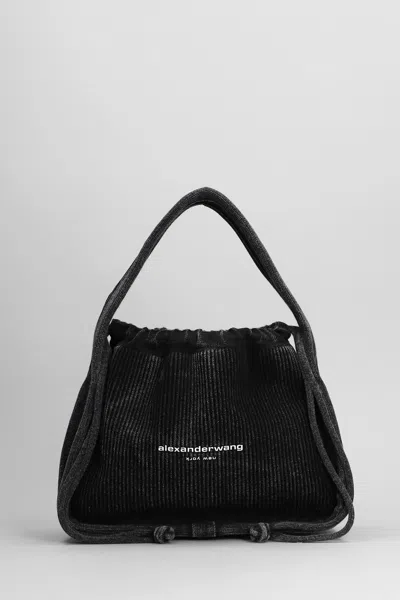 Alexander Wang Large Ryan Faded Rib Knit Hobo In Black