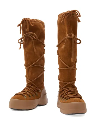 Moon Boot Luna Lace-up Suede Boots In Brown