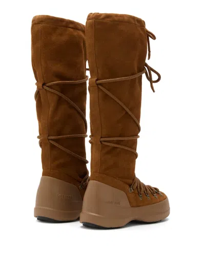Moon Boot Luna Lace-up Suede Boots In Brown