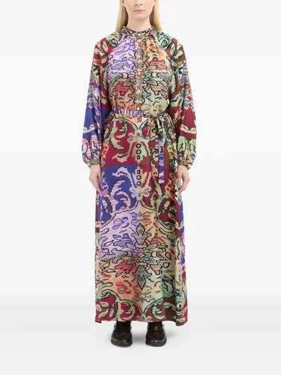 Pierre-louis Mascia Abstract-pattern Belted Maxi Dress In Multi