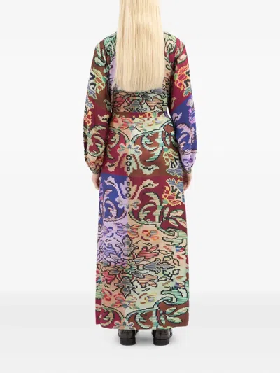 Pierre-louis Mascia Abstract-pattern Belted Maxi Dress In Multi