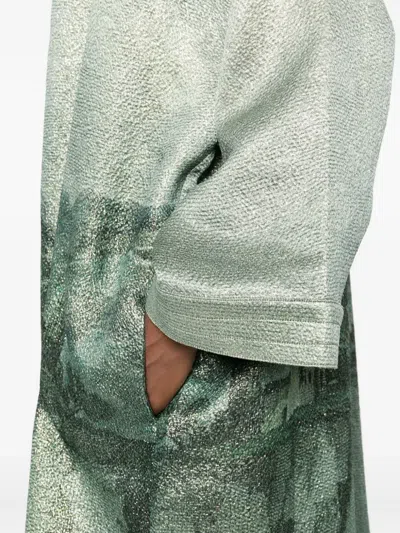 Pierre-louis Mascia Abstract-print Open-front Jacket In Green