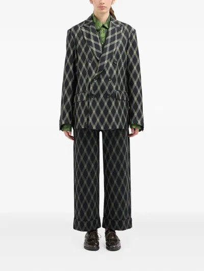 Pierre-louis Mascia Diamond-pattern Double-breasted Jacket In Black