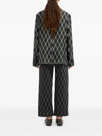 Pierre-louis Mascia Diamond-pattern Double-breasted Jacket In Black