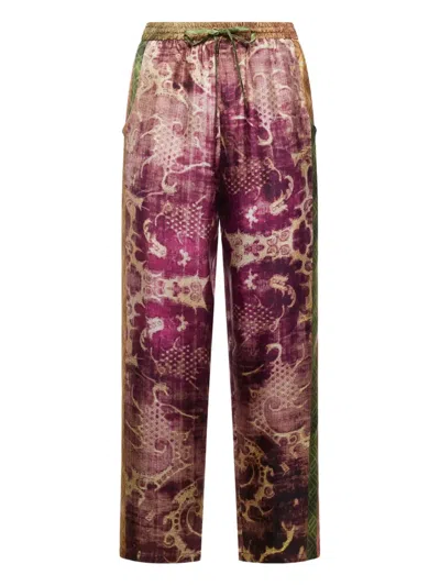 Pierre-louis Mascia Damask-print Drawstring-waist Trousers In Pink