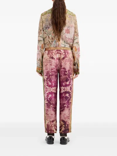 Pierre-louis Mascia Damask-print Drawstring-waist Trousers In Pink