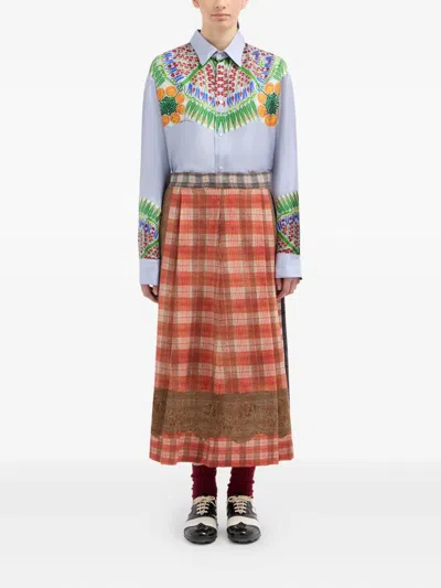 Pierre-louis Mascia Check-pattern Midi Skirt In Multi