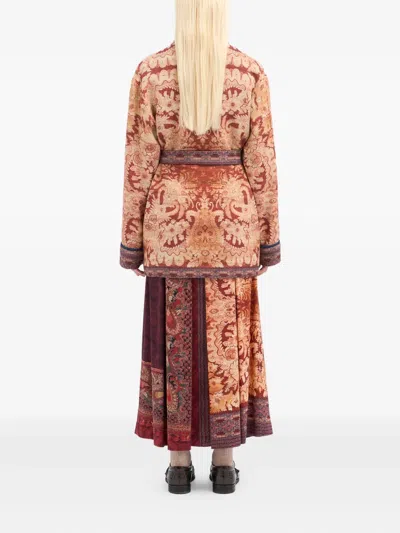 Pierre-louis Mascia Damask-pattern Belted Jacket In Brown