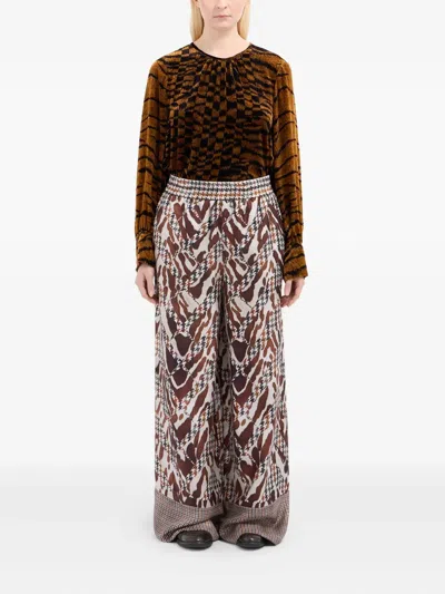 Pierre-louis Mascia Houndstooth-pattern Trousers In Brown