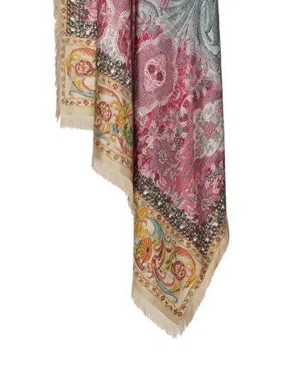 Pierre-louis Mascia Floral-pattern Fringed-edges Scarf In Gray