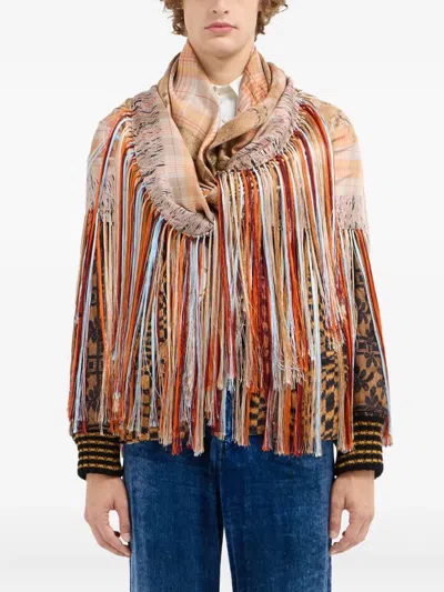 Pierre-louis Mascia Plaid-pattern Fringe-edges Scarf In Orange