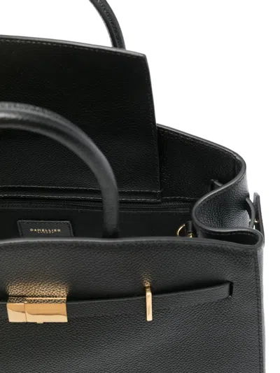 Demellier The Hudson Midi Grained Leather Top Handle Bag In Black
