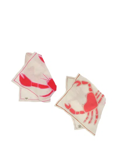 Amuse La Bouche Lobster Linen Tea Towels (set Of Two) In Neutral