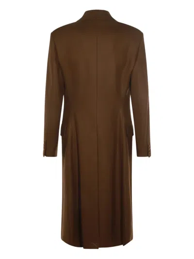 Vivienne Westwood Long Coat With Flap Pockets And Back Vent In Brown