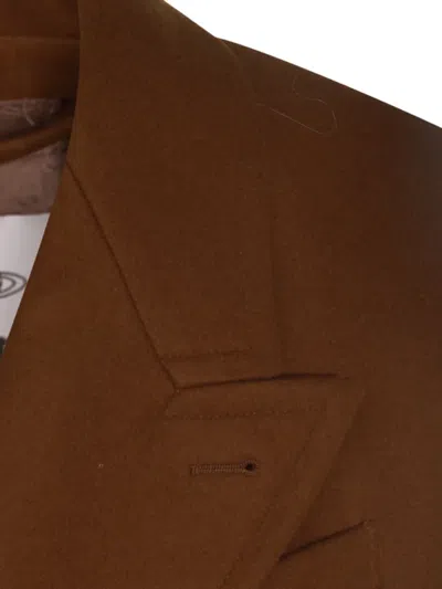 Vivienne Westwood Long Coat With Flap Pockets And Back Vent In Brown