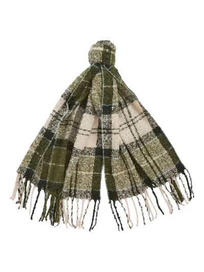 Barbour Check-print Scarf And Beanie Set In Green