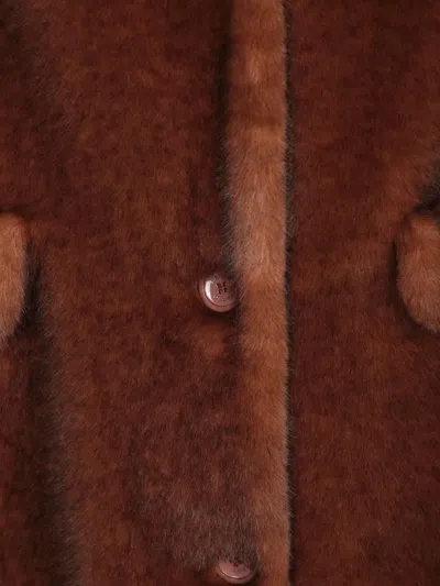 Herno Button-fastening Faux-fur Coat In Brown