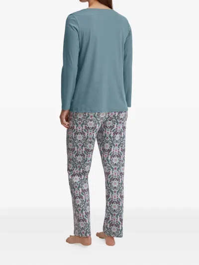 Calida V-neck Floral-print Pyjama In Blue