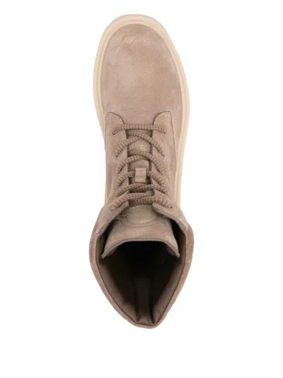 Moncler Logo Patch Lace-up Boots In Brown