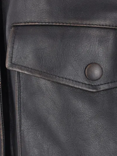 Jil Sander Leather Jacket In Black