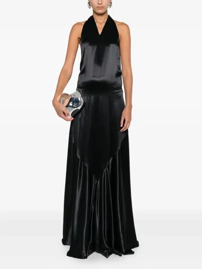 Marni Halterneck Satin Dress In Black