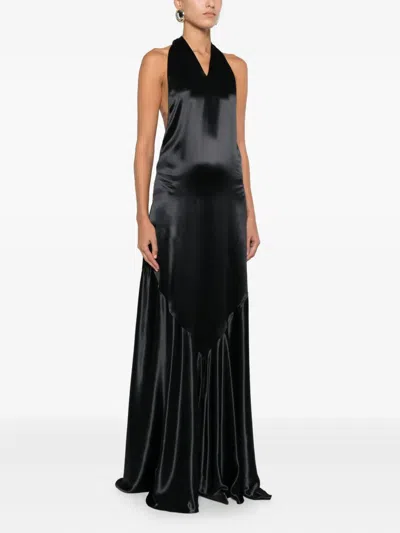 Marni Halterneck Satin Dress In Black