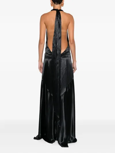 Marni Halterneck Satin Dress In Black