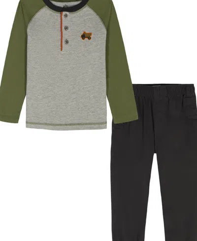 Kids Headquarters Toddler And Little Boys 2t-7 2-piece Raglan Sleeve Jersey And Twill Joggers Set In Multi