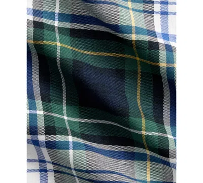 Polo Ralph Lauren Mens White/gree Checked Logo-embroidered Cotton Shirt In Black