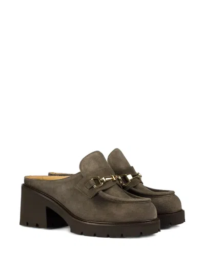 Doucal's Chain-embellished Mules In Green