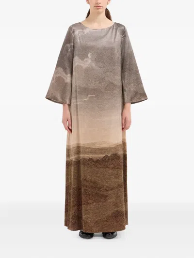 Pierre-louis Mascia Abstract-pattern Maxi Dress In Neutral