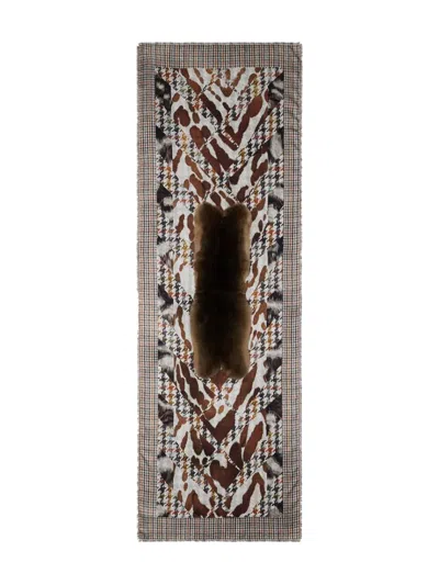 Pierre-louis Mascia Houndstooth-pattern Scarf In Brown