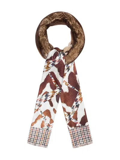 Pierre-louis Mascia Houndstooth-pattern Scarf In Brown