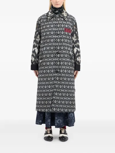 Pierre-louis Mascia Ikat-pattern Buttoned Coat In Gray