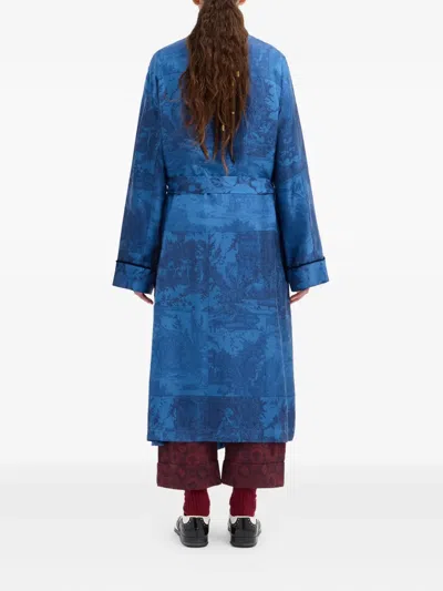 Pierre-louis Mascia All-over Print Shawl-collar Coat In Blue
