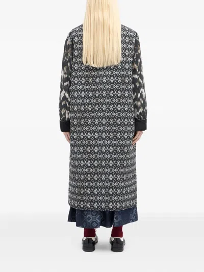 Pierre-louis Mascia Ikat-pattern Buttoned Coat In Gray