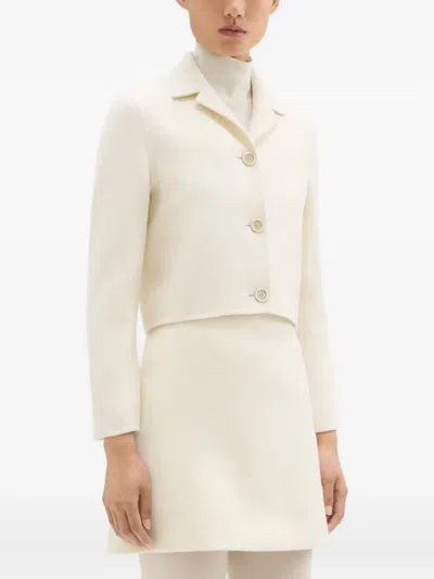 Theory Cropped Button-front Jacket In Gray