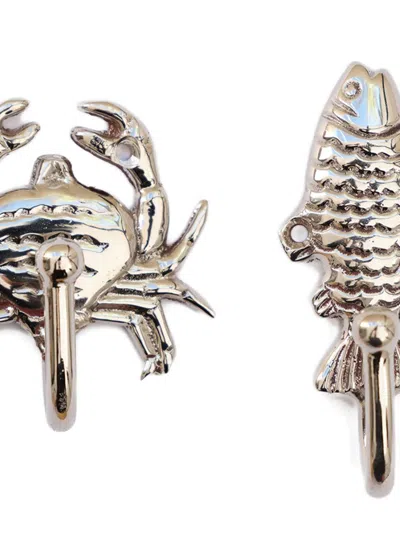 Amuse La Bouche Poisson Lobster Crab Hooks (set Of Three) In Silver