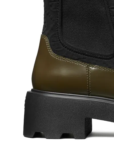 Tory Burch Olive Green Leather And Neoprene Chelsea Boot In Green