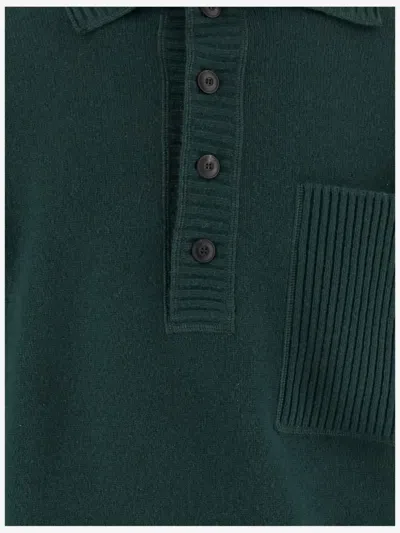 Giorgio Armani Wool And Cashmere Sweater With Ribbed Collar In Green
