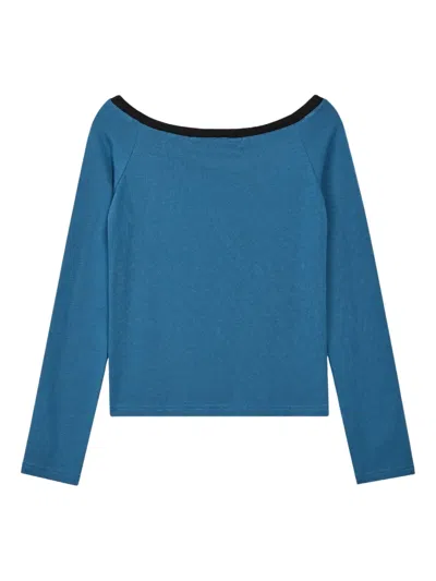 Rest&recreation Off-the-shoulder Long-sleeve Top In Blue