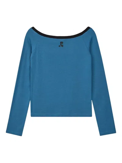 Rest&recreation Off-the-shoulder Long-sleeve Top In Blue