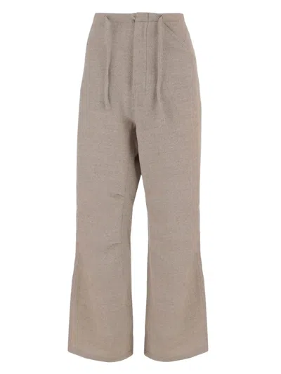 Darkpark Oversized Wool Trousers With Drawstring In Gray
