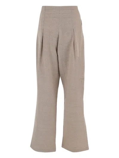 Darkpark Oversized Wool Trousers With Drawstring In Gray