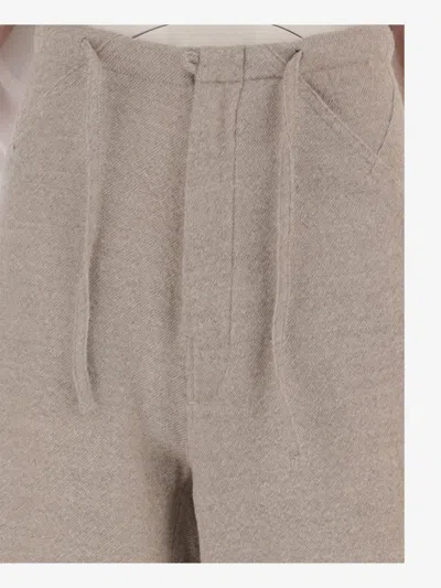 Darkpark Oversized Wool Trousers With Drawstring In Gray