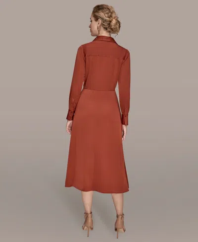 Donna Karan Women's Tie Front Shirt Dress In Brown