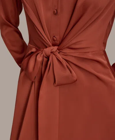 Donna Karan Women's Tie Front Shirt Dress In Brown